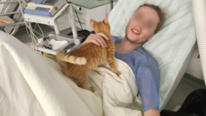 Ucrainean salvat din munți, ținând la piept o pisică | FOTO