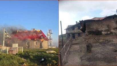 Cabana Meteo de pe Vârful Vlădeasa, mistuită de flăcări | UPDATE