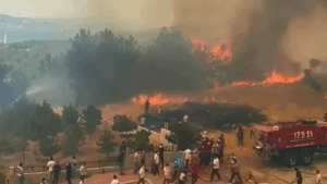 Sute de persoane evacuate din cauza incendiilor de vegetaţie