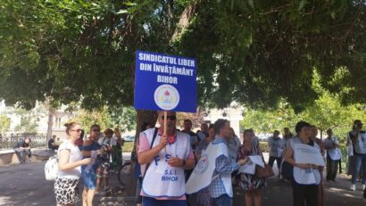 Mai mulți profesori din Bihor au protestat în fața Prefecturii