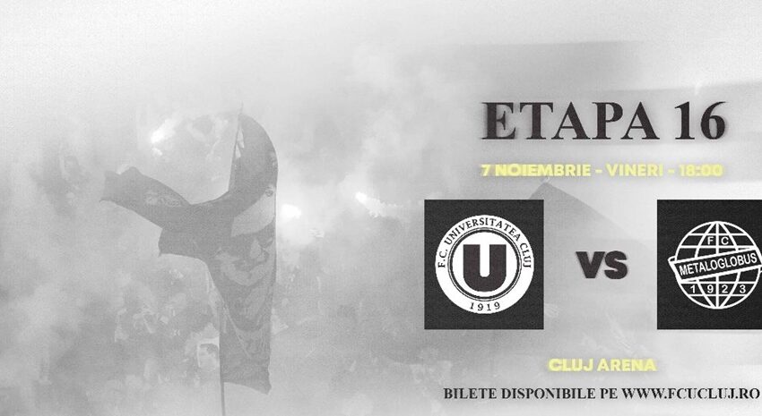 U Cluj – Metaloglobus București, la fotbal