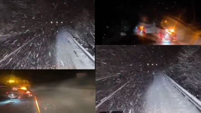Drumarii au intervenit cu utilaje de deszăpezire pe DN 17, în Pasul Tihuța