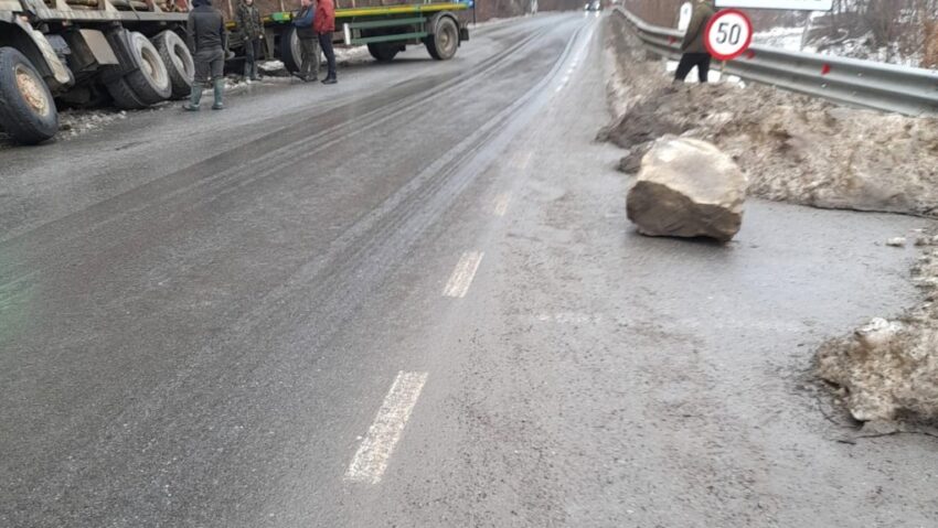 Bolovan căzut pe carosabil lângă mănăstirea Bârsana