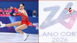 Julia Sauter concurează în programul liber la patinaj artistic la Milano-Cortina