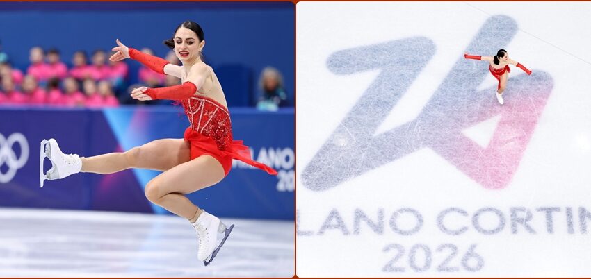 Julia Sauter concurează în programul liber la patinaj artistic la Milano-Cortina