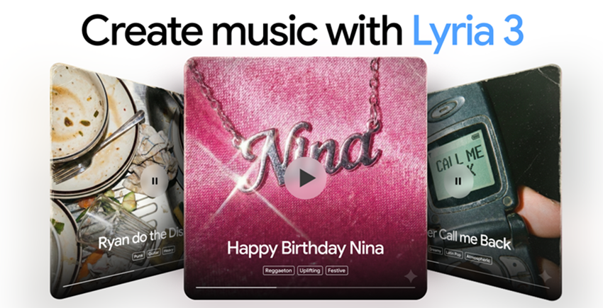 Piese muzicale create de AI după o emisie sau o fotografie, în Gemini, cu Lyria 3