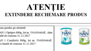 Nestle România retrage două loturi de lapte praf pentru sugari