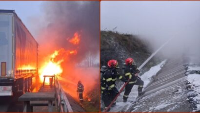 Alertă pe DN 19! Autocamion în flăcări