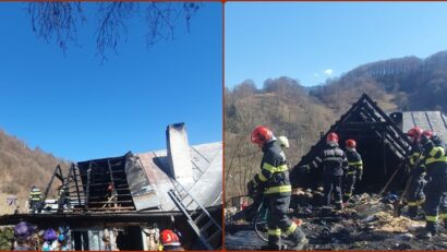 Incendiu la Romuli: pompier rănit