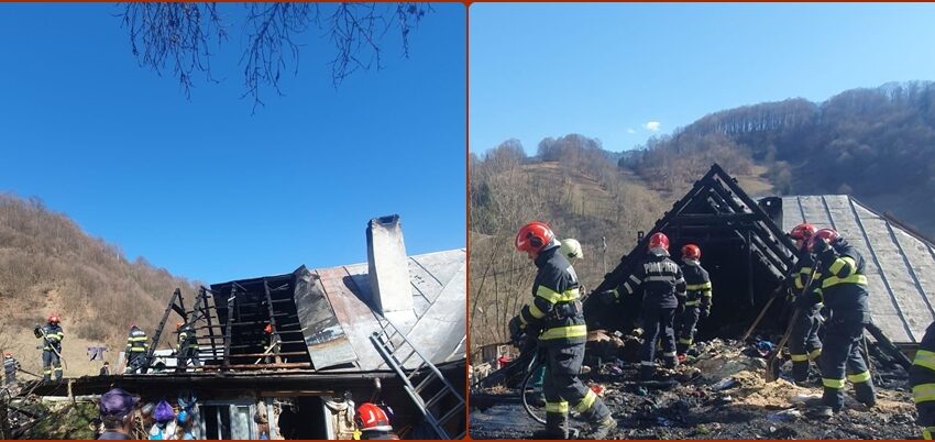 Incendiu la Romuli: pompier rănit