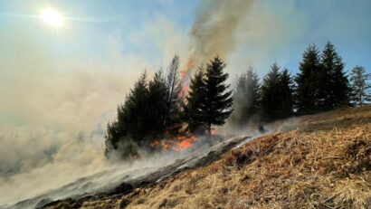 Pompierii continuă lupta cu incendiul de pădure de la Parva. Suprafața afectată a ajuns la 25 de hectare