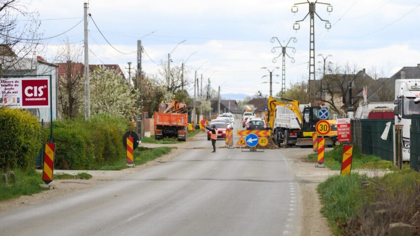 Trafic îngreunat în Satu Nou de Jos din cauza lucrărilor de modernizare pe DJ 182B Baia Mare – Coaș