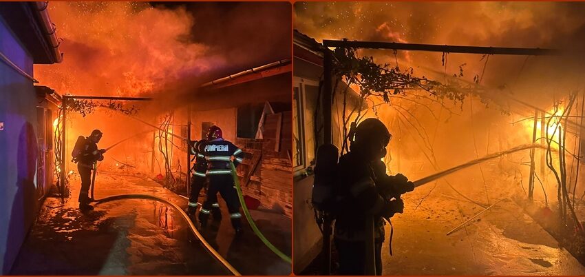 Incendiu violent într-o gospodărie