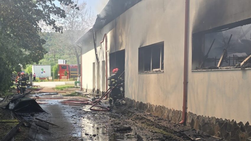 Incendiu puternic la o hală, o locuință și mai multe autoturisme – FOTO