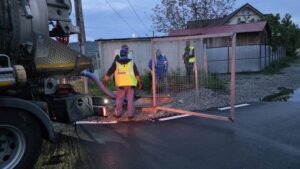 Copac căzut pe carosabil și probleme la rețeaua de canalizare