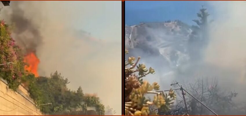 Incendiu în Taormina – Flăcările se apropie de case