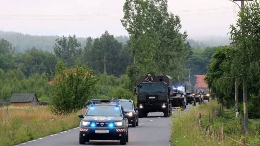 Coloane militare pe drumurile din Ardeal