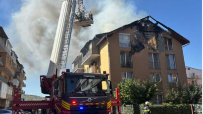 Incendiu puternic la un bloc din Florești