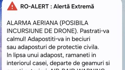 Dronă aeriană prăbușită pe teritoriul Românieia. A fost transmis mesaj RO-Alert