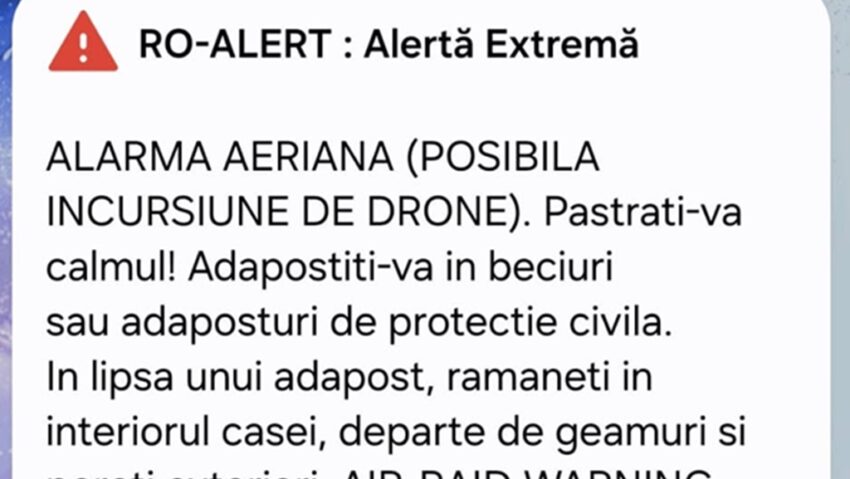 Dronă de război prăbușită pe teritoriul României. A fost transmis mesaj RO-Alert