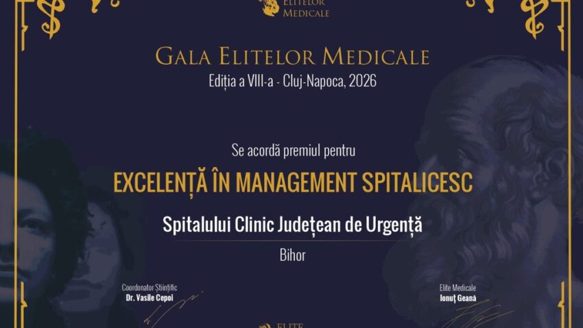 Spitalul Județean Bihor, premiat la Gala Elitelor Medicale 2026
